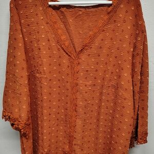 Elegant Orange Textured Blouse